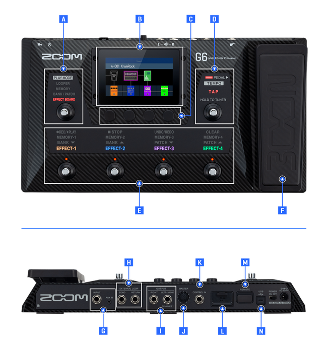 Zoom G6 Multi Effects Processor Pedal With USB Audio Interface, Drum Machine And Looper (G 6/G-6)