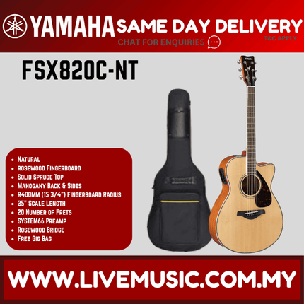 Yamaha FSX820C Concert Cutaway Acoustic-Electric Guitar - Natural ( FSX-820C / FSX 820C )