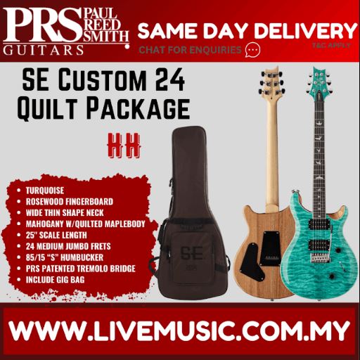 PRS SE Custom 24 Electric Guitar w/Quilt Package, Turquoise