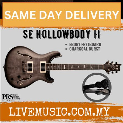 PRS SE Hollowbody II Electric Guitar with Case - Charcoal Burst