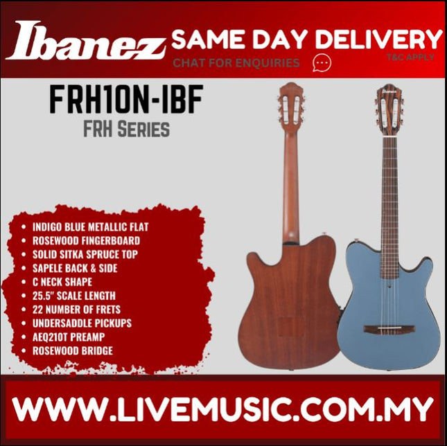 Ibanez FRH10N Frh Series Classical Acoustic Electric Guitar Without Accessories-Indigo Blue Metallic Flat ( FRH-10N / FRH 10N )