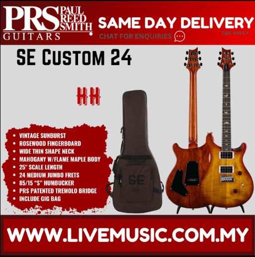 PRS SE Custom 24 Electric Guitar w/bag ,Vintage Sunburst