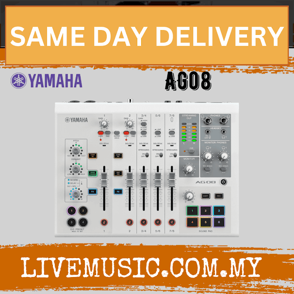 Yamaha AG08 8-channel Mixer/USB Interface for Mac/PC - Black / White ( AG-08 / AG 08 )