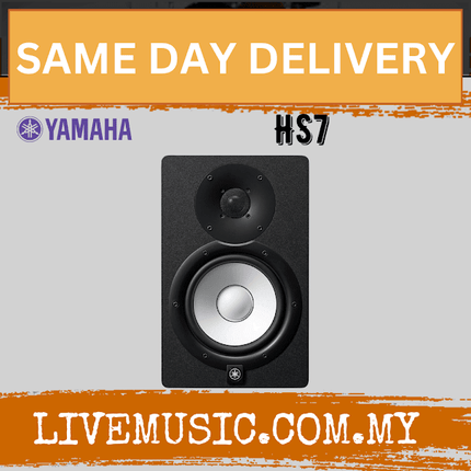 Yamaha HS7 6.5 inch Powered Studio Monitor With Speaker Stand & Isolation Pads, Each / Pair - Black ( HS-7 / HS 7 )