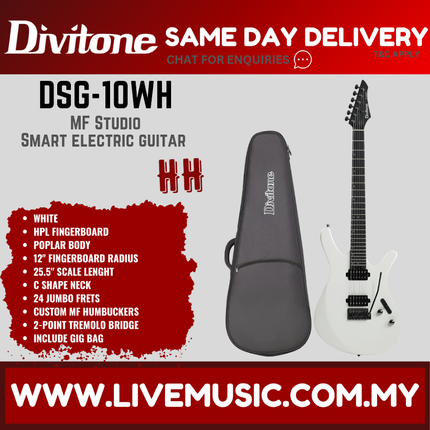 Divitone DSG-10 MF Studio Smart Electric Guitar With On-Board Effects - White ( DSG10 DSG 10 )