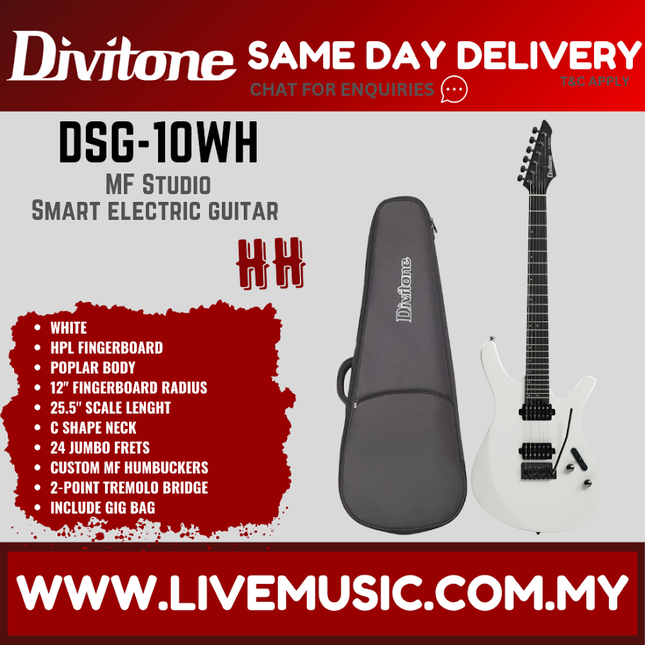 Divitone DSG-10 MF Studio Smart Electric Guitar With On-Board Effects - White ( DSG10 DSG 10 )