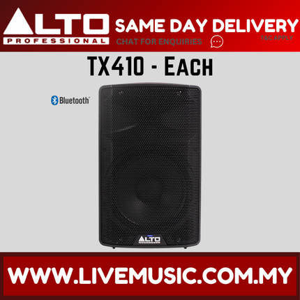 Alto TX410 10" 2-Way Powered Loudspeaker w/Mic, Speaker Stand and Cable - Pair/Each (TX-410 TX 410) Replace TX310 TX-310