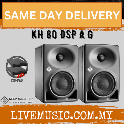 Neumann KH 80 DSP powered studio monitor speakers, grey, pair