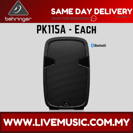 Behringer PK115A Active 800W 15" PA Speaker w/Bluetooth w/Wireless Mic, Speaker Stand & Cable ( PK-115A / PK 115A )