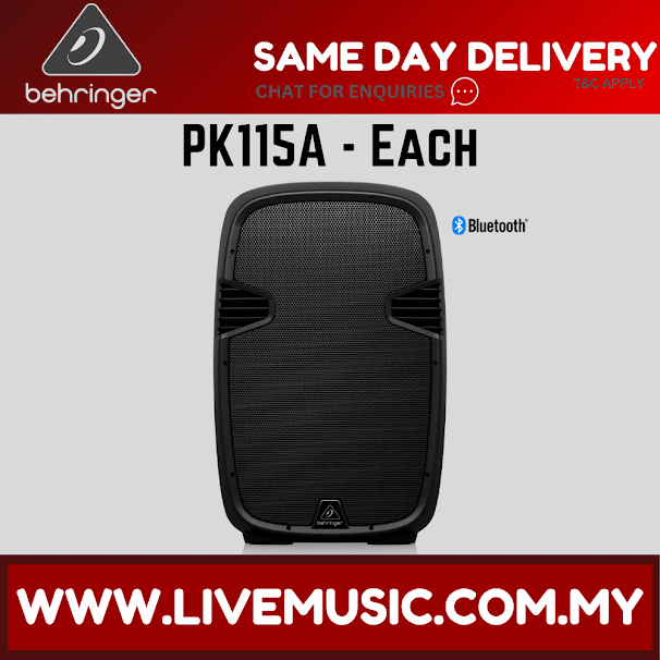 Black active PA speaker with Bluetooth, front grille view