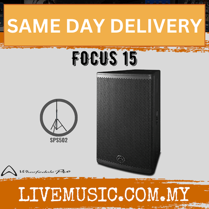 WHARFEDALE PRO FOCUS 15 Series 700 Watts RMS 15" 2-Way Passive Loudspeaker With Speaker Stand - Each / Pair (FOCUS-15/FOCUS15)