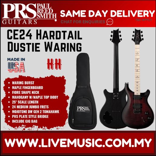 PRS Dustie Waring CE24 Hardtail Limited Edition Electric Guitar w/Bag, (CE24)-Waring Burst
