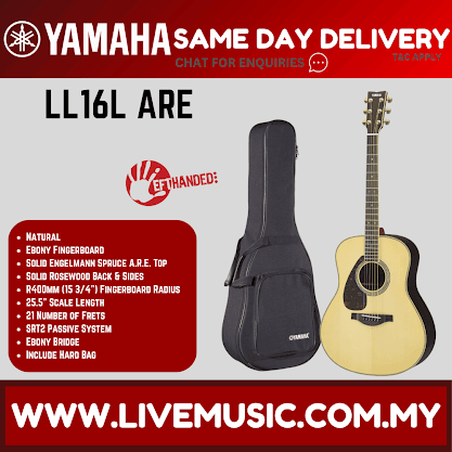 Yamaha LL16L ARE Left-Handed Original Jumbo Acoustic-Electric Guitar with Hard Bag - Natural ( LL16L-ARE )