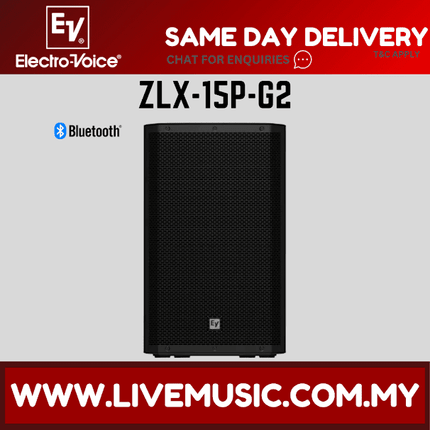 EV Electro-Voice ZLX-15P G2 1000W 15" Powered Loudspeaker With Speaker Stand And Cable-Each/Pair (ZLX 15P ZLX15P)