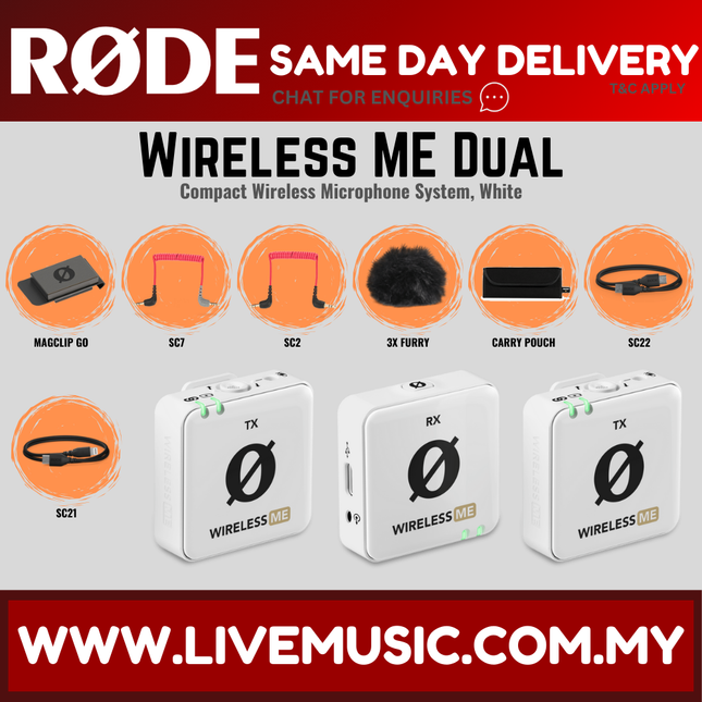 Rode Wireless ME Dual Clip-on Microphone System - White