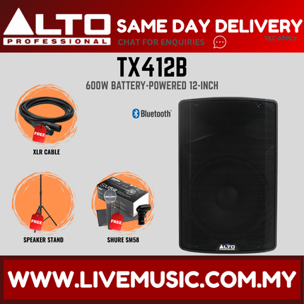 Alto Professional TX412B 600-watt 12-inch Battery Powered Speaker ( TX-412B TX 412B )