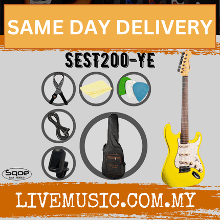 SQOE SEST200 Stratocaster SSS 6-String Electric Guitar Rosewood Fretboard -  Yellow ( SEST 200 / SEST-200 )