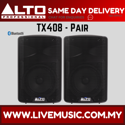 Alto TX408 8" Powered Loudspeaker w/Mic, Speaker Stand and Cable - Each / Pair ( TX-408 TX 408 ) Replace TX308 TX-308