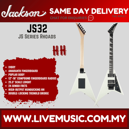 Jackson JS32 Rhoads - JS Series Electric Guitar Amaranth Fretboard - Ivory (JS-32/JS 32)