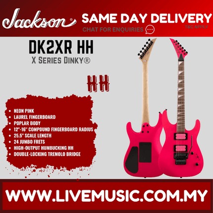 Jackson FSR X Series Dinky DK2XR HH Electric Guitar, Laurel FB,  Neon Pink