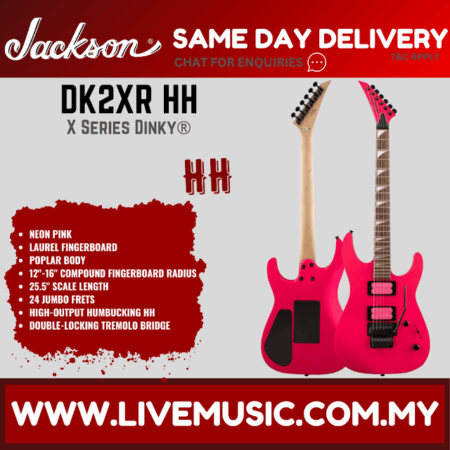 Jackson FSR X Series Dinky DK2XR HH Electric Guitar, Laurel FB,  Neon Pink