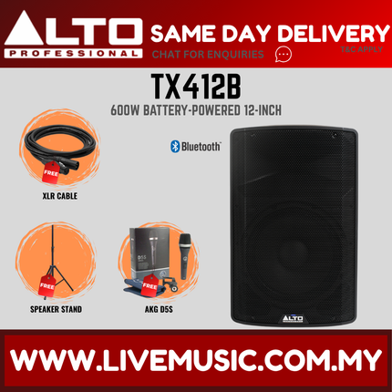Alto Professional TX412B 600-watt 12-inch Battery Powered Speaker ( TX-412B TX 412B )