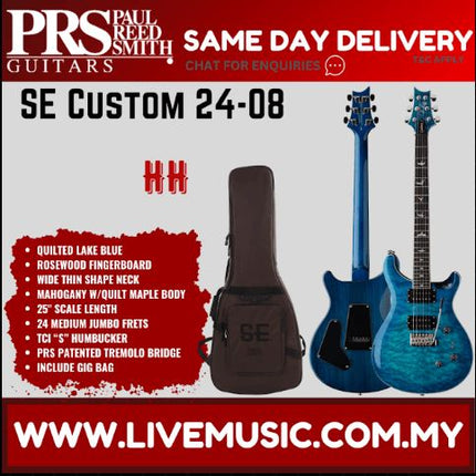 PRS SE Custom 24-08 Electric Guitar,Lake Blue