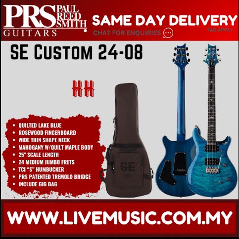 PRS SE Custom 24-08 Electric Guitar,Lake Blue