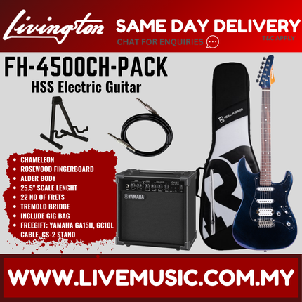 Cobalt blue HSS electric guitar bundle with amp, cable, and gig bag
