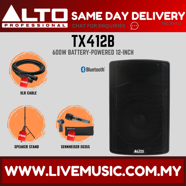 Alto Professional TX412B 600-watt 12-inch Battery Powered Speaker ( TX-412B TX 412B )