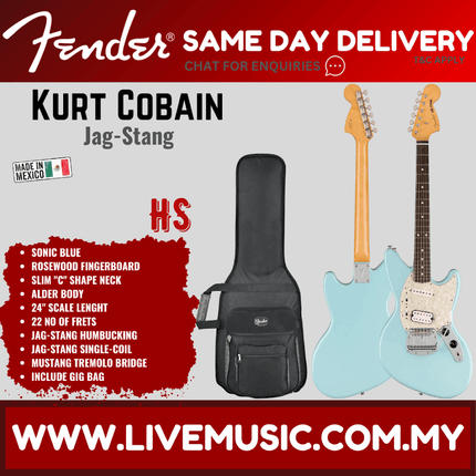 Fender Kurt Cobain Jag-Stang Electric Guitar, RW FB, Sonic Blue