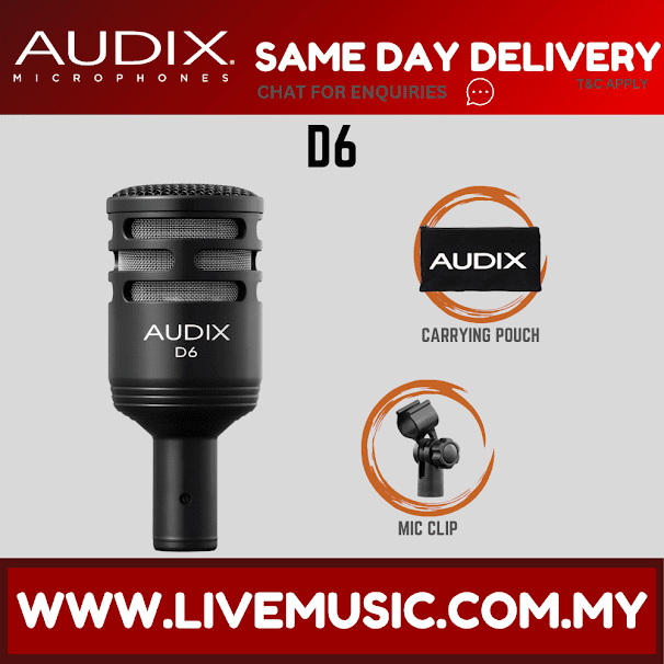 Audix D6 Cardioid Dynamic Kick Drum Microphone ( D-6 / D 6 )