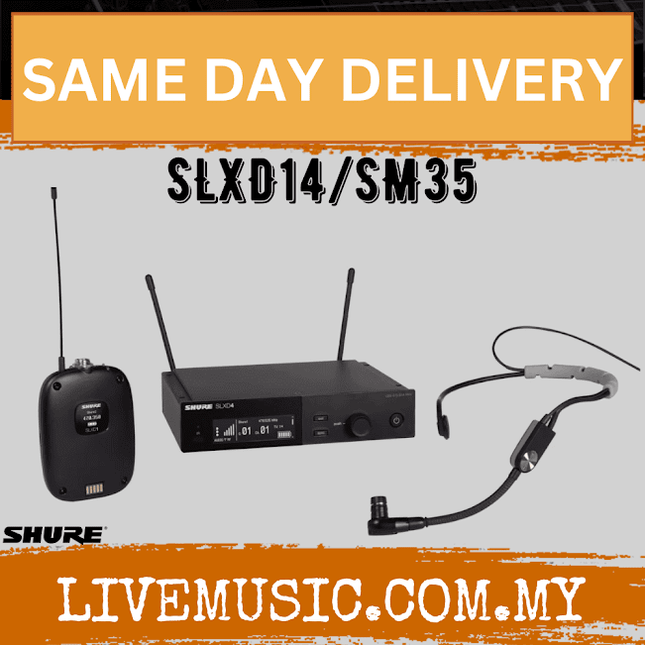 Shure SLXD14/SM35 Wireless System with SLXD1 Bodypack Transmitter and SM35 Headset Microphone ( SLXD SLXD14-SM35 / SLXD14SM35 )