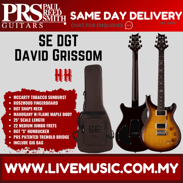PRS SE DGT David Grissom Signature Solidbody Electric Guitar, McCarty Tobacco Sunburst