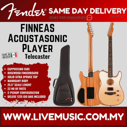 Fender Finneas American Acoustasonic Telecaster w/Bag, RW FB, Cappuccino Fade
