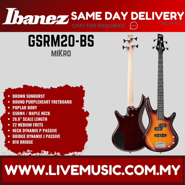 Ibanez GSRM20-BS miKro Electric Bass Guitar - Brown Sunburst ( GSRM20BS / GSRM20 BS )