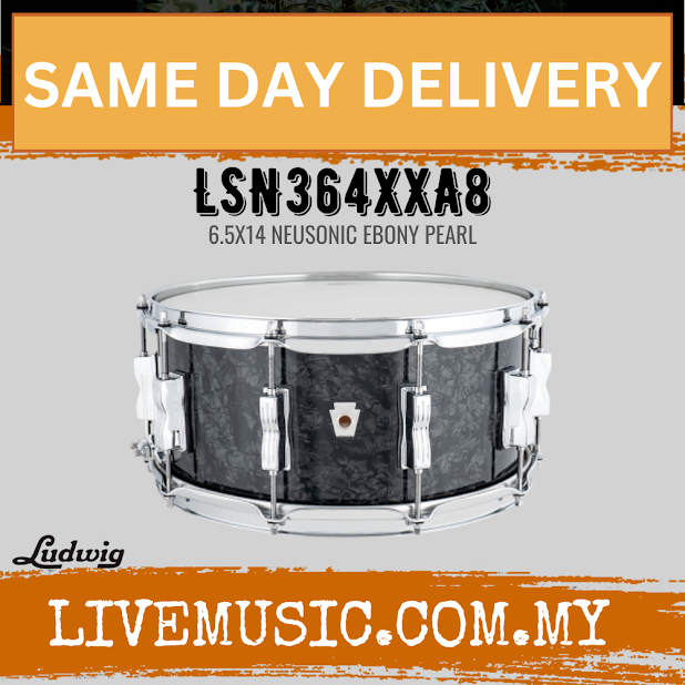 Ludwig LSN364XXA8 6.5x14inch Neusonic Snare Drum, Ebony Pearl