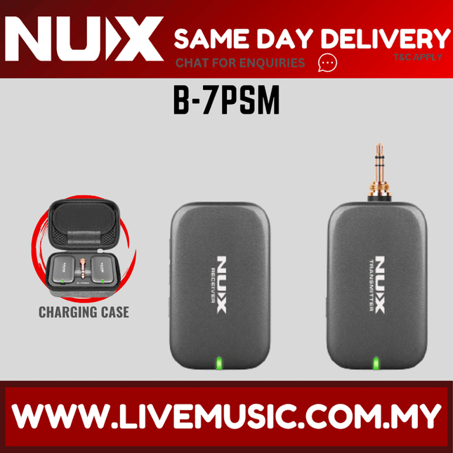 NUX B-7PSM Wireless In Ear Monitoring Headphone System Stereo Audio Transmitting with Charging Case ( B7PSM / B7 PSM )