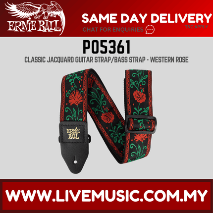 Ernie Ball 5361 Classic Jacquard Guitar Strap, Western Rose