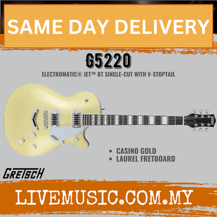 Gretsch G5220 Electromatic Jet BT Single Cut Electric Guitar, Casino Gold