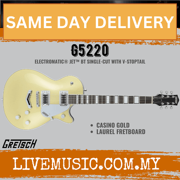 Gretsch G5220 Electromatic Jet BT Single Cut Electric Guitar, Casino Gold