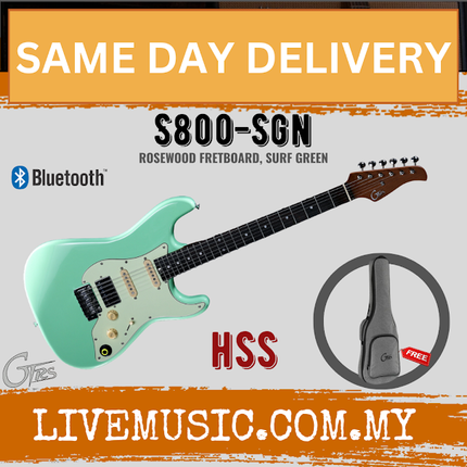 GTRS S800-SGN Series Intelligent Electric Guitar, Rosewood FB, Surf Green