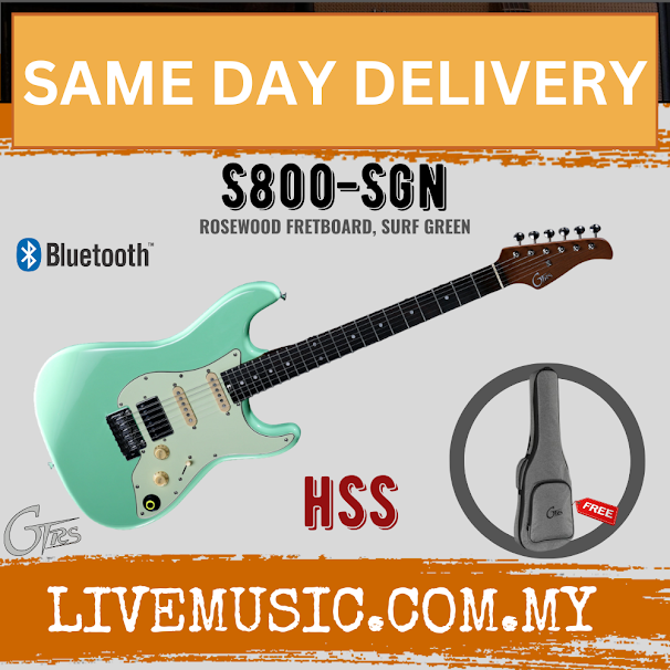 GTRS S800-SGN Series Intelligent Electric Guitar, Rosewood FB, Surf Green