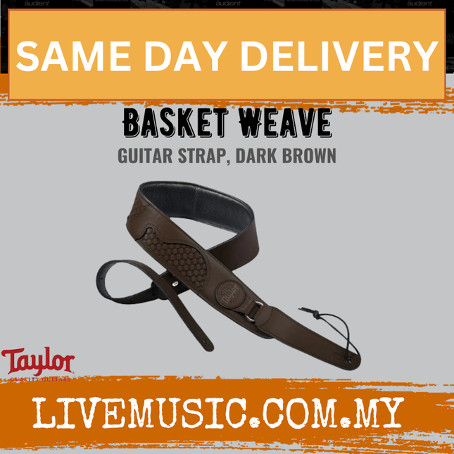 Taylor Guitar Basket Weave Guitar Strap, Dark Brown