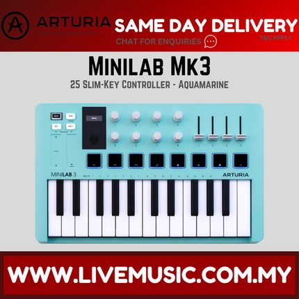 Arturia Minilab Mk3 25 Slim-Key Controller, Aquamarine (Minilab MK3 / Minilab3)