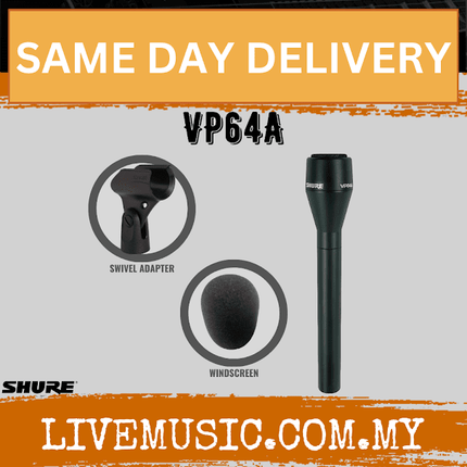 Shure VP64A Omni-Directional Handheld Dynamic Microphone for Professional Audio and Video Productions ( VP-64A / VP 64A )