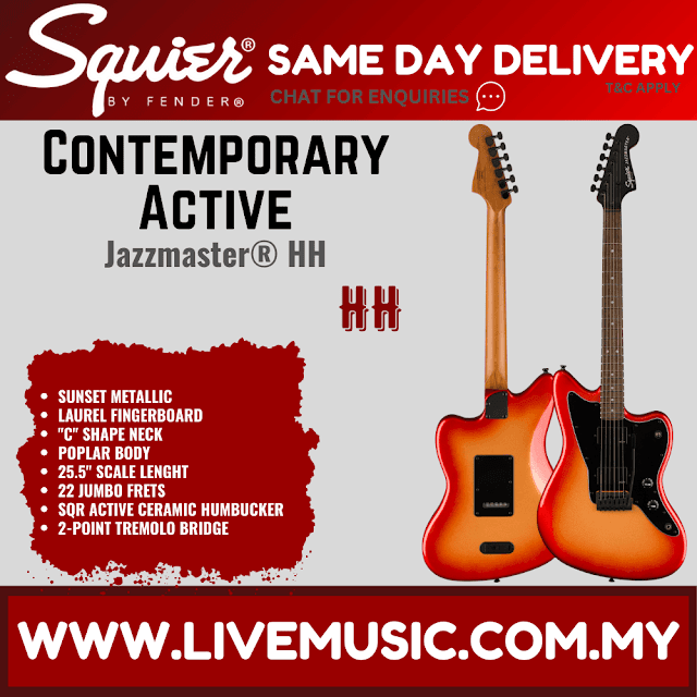 Squier Contemporary Active Jazzmaster HH Electric Guitar, Sunset Metallic