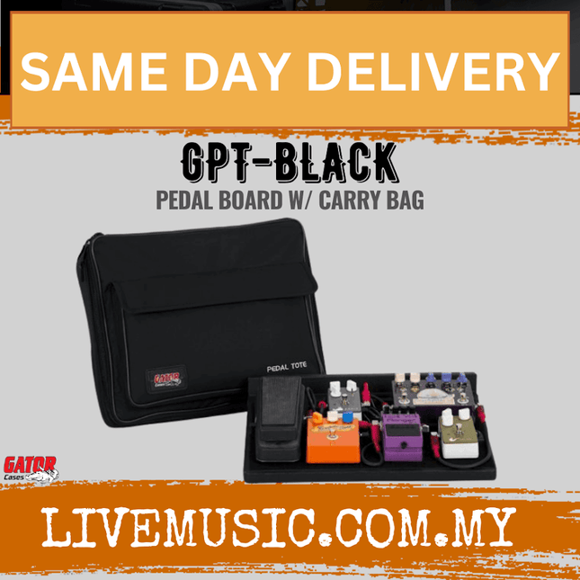 Gator Pedal Tote - 16.5"x12" Pedalboard with Bag (GPT-BLACK/GPTBLACK)