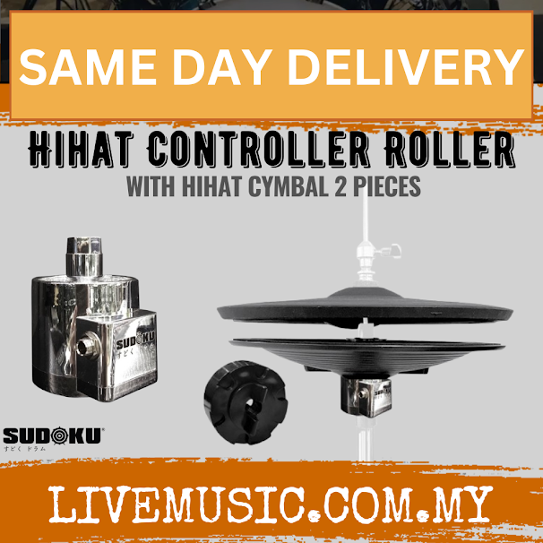 Sudoku Hihat Controller Roller with 2 Pieces Hihat Cymbal - Black/Chrome