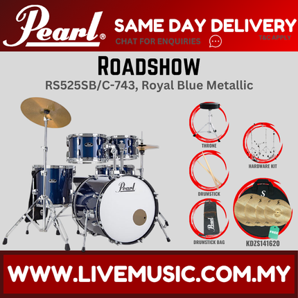 Pearl Roadshow RS525SB/C Drum Set with KDZS141620 Silent Cymbal set, Drum Throne